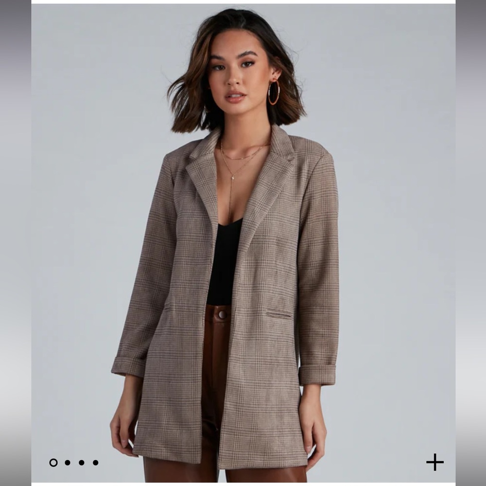 Preppy Plaid Faux Suede Blazer